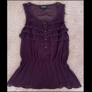 Express - XS Dark Purple Sheer Button Blouse 💜